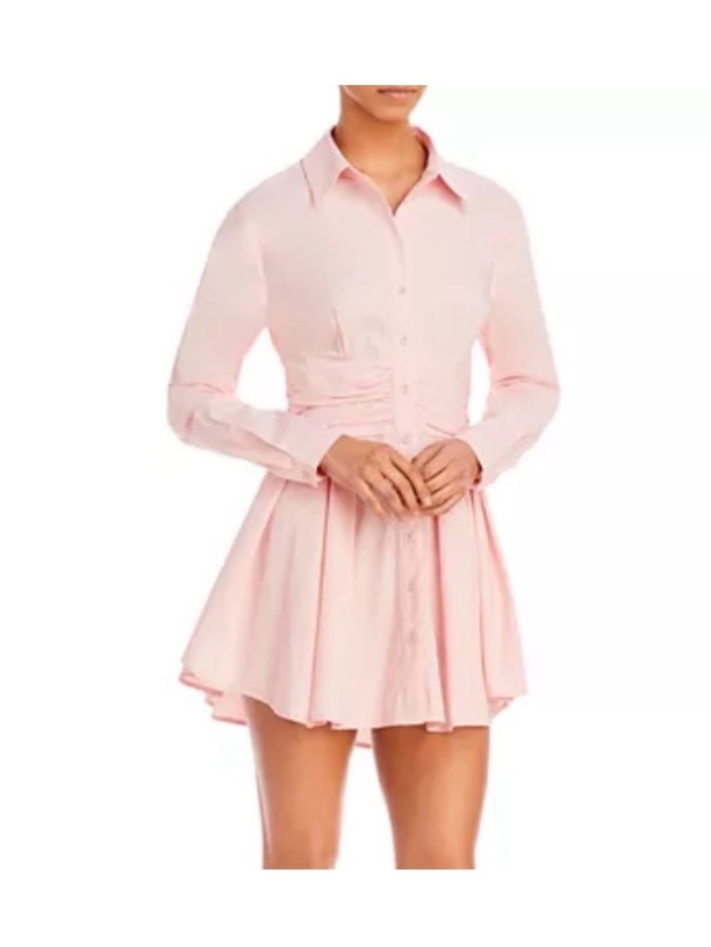 Bardot Ladies Cameo Pink Long Sleeve Leoni Mini Shirt Dress, Size XS LIKE NEW